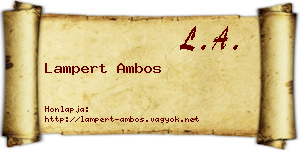 Lampert Ambos névjegykártya